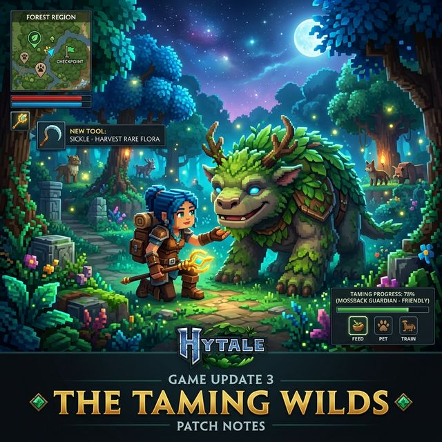 Hytale Update 3: Animal Taming, Map Markers, Sickles & Climbing Overhaul